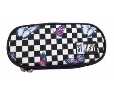 STRIGHT PENCIL CASE CHESSBOARD BUTTERFLIES