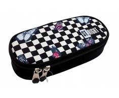 STRIGHT PENCIL CASE CHESSBOARD BUTTERFLIES