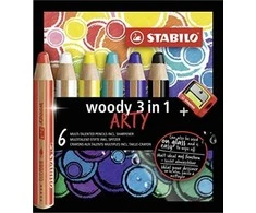 Woody Yes For Skills Įvairių spalvų pieštukų rinkinys / 6spalvų + magiškas trintukas ir drožtukas