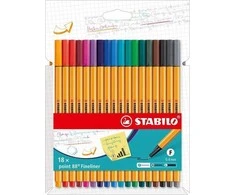 Stabilo Point 88 fineliners, 18 spalvų