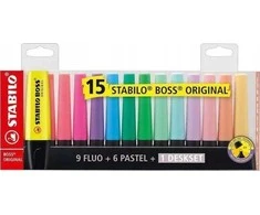 Stabilo STABILO BOSS HIGHLIGHTER MIX COLORS 15 Vnt. PASTELĖ IR NEONAS SU STOVĖLU