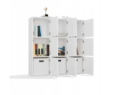 Top E Shop Topeshop MALAX lentynų blokas 3x3 A, baltas, su 3 durelėmis, skyreliais, 110x110 cm, užlenkiamos