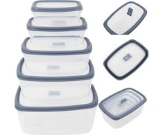 Stačiakampiai pietų indeliai MG Home Misto 5 hermetiški indeliai 2700/1800/1150/650/340 ml pilki