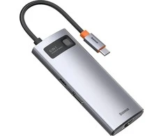 Baseus Metal Gleam serijos 6in1 šakotuvas USB-C - 3x USB 3.0 HDMI USB-C PD Ethernet RJ45