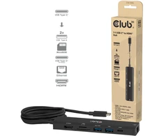 Club 3D „Club3D“ USB-C šakotuvas, 7 viename šakotuvas su 2x USB, 1x HDMI, 1x USB-C PD, RJ45, Micro SD/SD, 140 W, 4K 60 Hz, 1 m kabelis