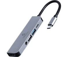 GEMBIRD A-CM-COMBO5-02 kelių prievadų adapteris C tipo USB 5in1 šakotuvas + HDMI + PD + stereofoninis garsas