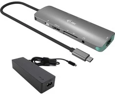 I-TEC USB C metalinis nano dokas 1xHDMI 4K 1xSD + 1xmicroSD kortelių skaitytuvas 1xGLAN 1xgarsas 3x USB 3.0 prievadas 1x USB-C PD + įkroviklis 100W