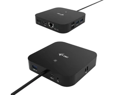 I-TEC USB-C Dual Ekranas MST DS 1xDP 1xHDMI 1xGLAN 3xUSB 3.0 2x USB 2.0 1xUSB-C-Datei 1xGarso / mikrofono lizdas 1x100W USB-C PD