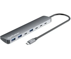 Šakotuvas Manhattan 7 prievadų 10G/5G USB-C/USB-A stotelė/replikatorius su „Power Delivery“ (181167)