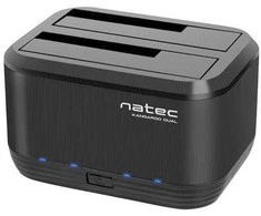 NATEC NSD-0955 prijungimo stotis KANGAROO DUAL 2,5/3,5 colio HDD USB 3.0 + kintamosios srovės adapteris