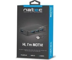 NATEC NHU-1342 Hub USB 3.0 Moth 4-jungtys Juodas