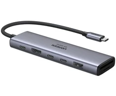 Hub / Adapteris Ugreen Revodok 7w1 USB-C do 2x USB-C 3.2, USB-A 3.2, HDMI 4K 60Hz, SD/TF, PD 100W