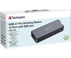 Verbatim USB-C Pro 15w1 2x HDMI |1x RJ45 |3x USB-A |3x USB-C |1x SD |1x Micro SD |1x Audio |1x DP |1x SSD pilka