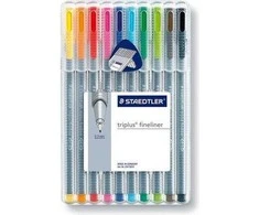 Staedtler triplus fineliner 334, Įvairių spalvų, Pilka, Polipropilenas (PP), 0,3 mm, 10 vnt.