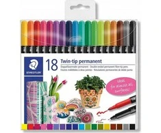 Staedtler 2 galiukų pluoštinis rašiklis, 18 skirtingų spalvų