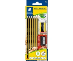Staedtler Ołówek Noris 6szt 2xHB,1x2B,B,H,2H + gumka