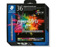 Staedtler Pigment Arts teptukinis rašiklis, 36 spalvos, daugiaspalvis, apvalus, plastikas, polipropilenas (PP), vandens pagrindo rašalas, suaugusiesiems ir vaikams