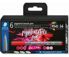 Staedtler STAEDTLER MultiInk Pigment Arts brush pen 6er-Set reds&amp;pinks retail