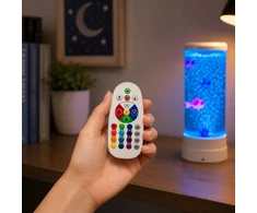 Lean dekoratyvinė naktinė LED RGB akvariumo lempa su žuvytėmis, 16 spalvų, USB, Balta