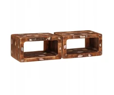 Naktinis staliukas 2 pcs Ruda Kietas atkurtas medis