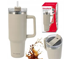 Puodelis Termosinis puodelis su šiaudeliu, smėlio spalvos, 1100 ml, nerūdijančio plieno, klausberg, kb-7944
