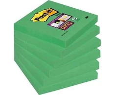 Staples Kabės POST-IT Pad SUPER STICKY 654-6SS-AW, šparagų žalia, 76x76mm, 90 lapų, 6 vnt.