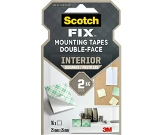 Staples SCOTCH-FIX tvirtinimo kvadratėliai, dvipusiai, 25x25 mm, 16 juostelių, balti