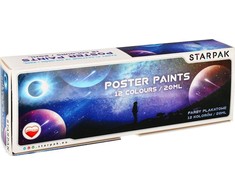 Starpak 12 spalvų plakatinių dažų rinkinys, 20ml kiekvienas