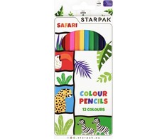 Starpak Safari pieštukai 12 spalvų intensyvios mokyklinės kreidelės vaikams 1 vnt.