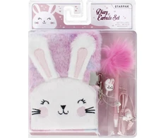 Pliušinis dienoraštis su užsegimu Rabbit pen ausinės STARPAK 526044