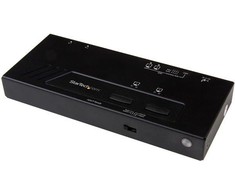 StarTech 2x2 HDMI MATRIX Jungiklis - 4K su Greitu Perjungimu ir Automatinio Aptikimo Funkcija. Automatiškai perjungia tarp dviejų 4K vaizdo šaltinių ant dviejų ekranų, naudojant greito perjungimo technologiją.