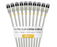 StarTech 30CM ultra slim CAT6A 10 pack (6ASTP34GRS30CM10PK)