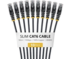 StarTech 50 cm juodas plonas CAT6 rinkinys (N6PAT50CMBKS10PK)
