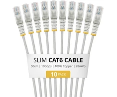 StarTech 50 cm pilkas plonas CAT6 kabelių rinkinys (N6PAT50CMGRS10PK)