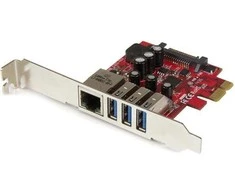 Kontrolierius StarTech PCIE x1 - 3x USB 3.0 + Ethernet (PEXUSB3S3GE)