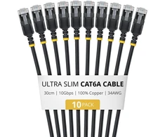 StarTech Kabelis sieciowy Juodas 0,3 m Cat6a U/FTP (STP) Okrągły (6ASTP34BKS30CM10PK)