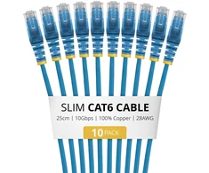 StarTech kabelis sieciowy mėlyna 0,25 m Cat6 U/UTP (UTP) (N6PAT25CMBLS10PK)