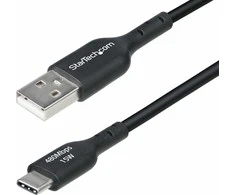 „StarTech“ 1 m USB-A į USB-C kabelė, juoda/laidas, USB 2.0 duomenų perdavimas