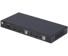 Przełącznik StarTech StarTech.com 2-Port Dual-Monitorius DisplayPort KVM Switch with Dual View Video Matrix, 4K 60Hz, 4x USB Hub Ports, Hotkey Switching, DP 1.2 Matrix KVM, TAA Compliant, 3840 x 2160 pikselių, 4K Ultra HD, 36 W, Juodas