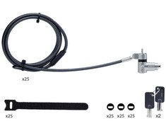 Laikiklis „StarTech .com“ 25 vnt. universalus nešiojamas kompiuteris, 2 m ilgio, „Master Keyed Locking Cable“, kompiuterio apsauga, suderinama su „Noble Wedge“ / „Nano“ / „K-Slot“, apsauga nuo vagystės ir pjovimo – apsaugos kabelis, juoda ir sidabrinė – 2 m – zg