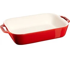 Staub ovalus indas keramikinis, vyšnių raudona, 34x24cm