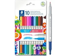 Flomasteriai STAEDTLER, dvipusiai, dvispalviai, 10 vnt.