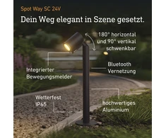 Steinel Sodo šviestuvas įsmeigiamas SPOT WAY GARDEN SC LED su jutikliu 7,84W 363lm 1800-4000K RGBWW IP65 IK03 24V antracitas / aliuminis