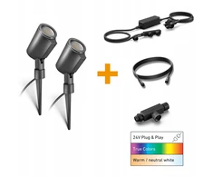 Steinel Rinkinys 2x oprawa ogrodowa wbijana SPOT GARDEN 24V LED nightmatic 7,84W 363lm 1800-4000K RGBWW IP65 IK03 antracito / aliuminio plus maitinimo šaltinis 35W plus przewód plus trójnik