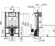 ALCADRAIN AM101/850 stovas / ALCA / STOVAS / SADROMODUL ŽEMAS 86CM - POTINKINĖ WC INSTALIACINĖ SISTEMA SAUSAI STATYBAI