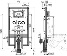 ALCADRAIN AM1101/1200 stelažas / ALCA / STELAŽAS / SADROMODUL SLIM 8CM – paslėptas WC įrengimo sistema sausai statybai