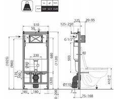 ALCADRAIN rėmas DLP.J.OPTIMA-1120/510 / JELLOW / OPTIMA / paslėptas WC rėmas/AM101/1120-GAM-01