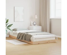 Lova Grindų lovos rėmas Natūrali 90 x 220 cm Kietos pušies mediena