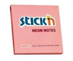 Stickn Lipnūs lapeliai Stick´N 21166, 76x76mm, 100 lapelių,neoninės rožinės spalvos