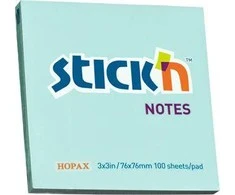 Stickn Lipnūs lapeliai Stick´N 21149, 76x76mm, 100 lapelių, melsvos spalvos